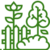 Garden icon with tree and fence.