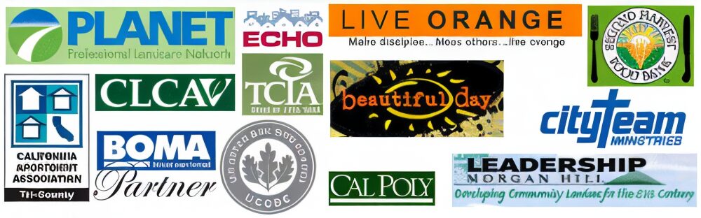 Collage of various organizational logos and names.