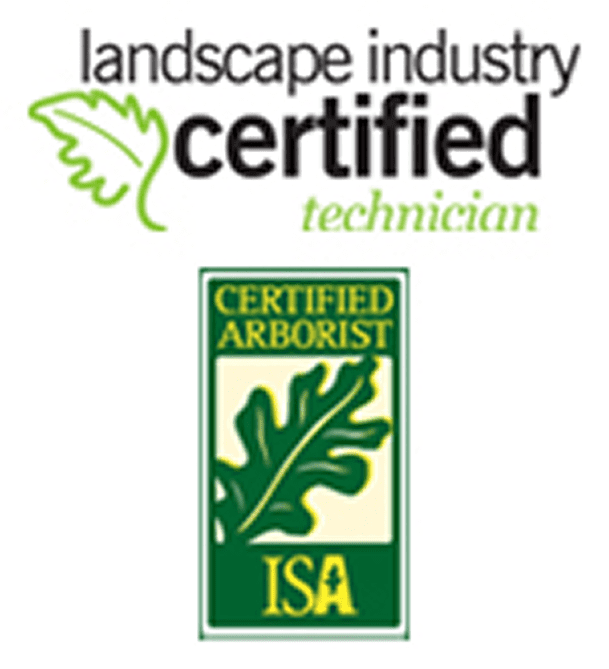 Landscape industry and arborist certification logos.